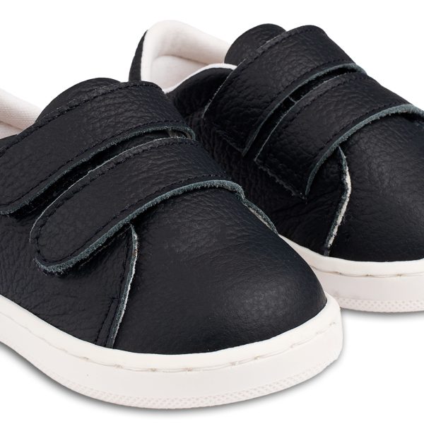 Δερμάτινο Μονόχρωμο  Sneakers Διπλή Μπαρέτα Χρατς σε  Μπλε Χρώμα