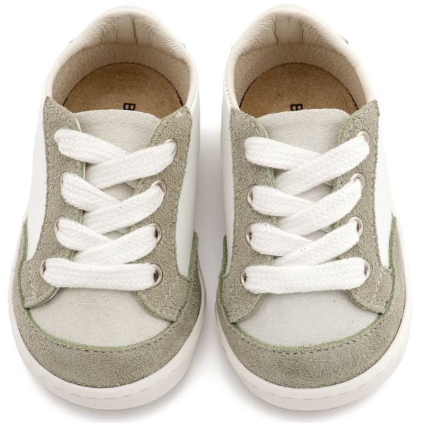 Δίχρωμο Δερμάτινο Δετό Sneakers σε Λευκό Μέντα Χρώμα