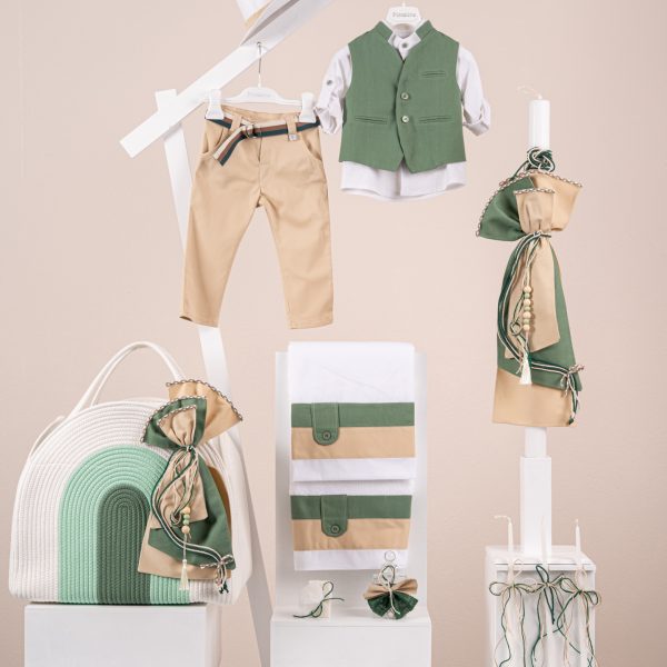 Πακέτο βάπτισης για αγόρι Piccolino Adriano beige