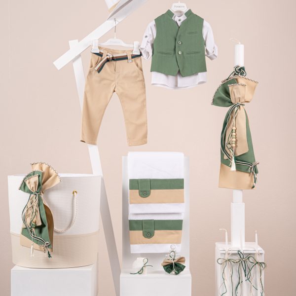 Πακέτο βάπτισης για αγόρι Piccolino Adriano beige