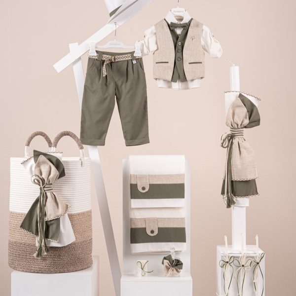 Πακέτο βάπτισης για αγόρι Piccolino Alessio olive