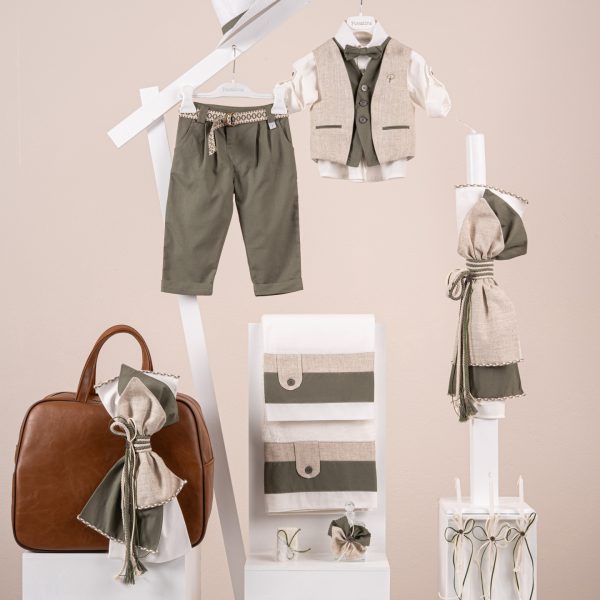 Πακέτο βάπτισης για αγόρι Piccolino Alessio olive