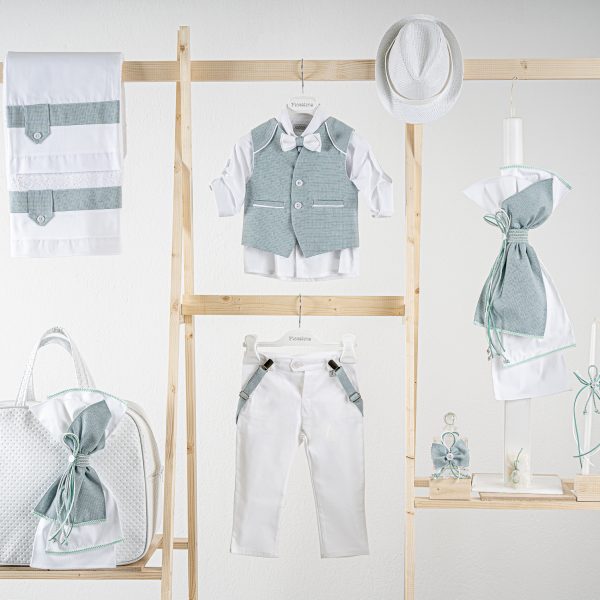 Πακέτο βάπτισης για αγόρι Piccolino Francisco mint white