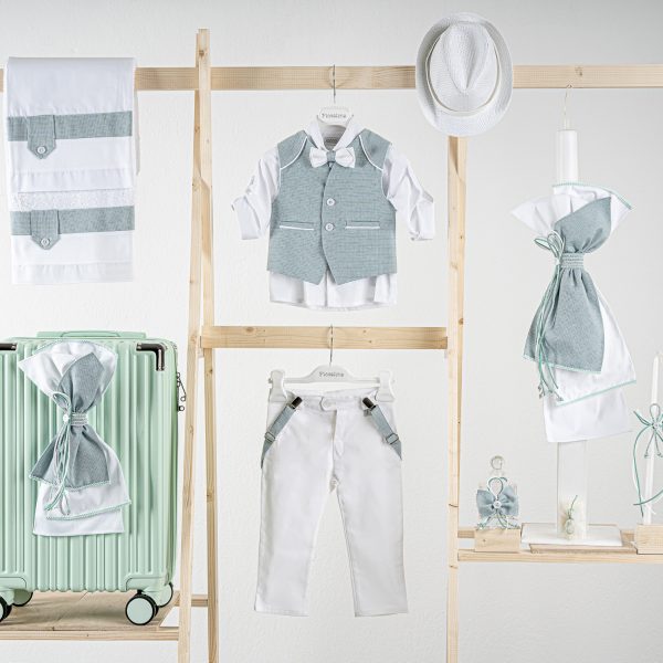 Πακέτο βάπτισης για αγόρι Piccolino Francisco mint white