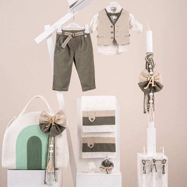 Πακέτο βάπτισης για αγόρι Piccolino Giulio olive