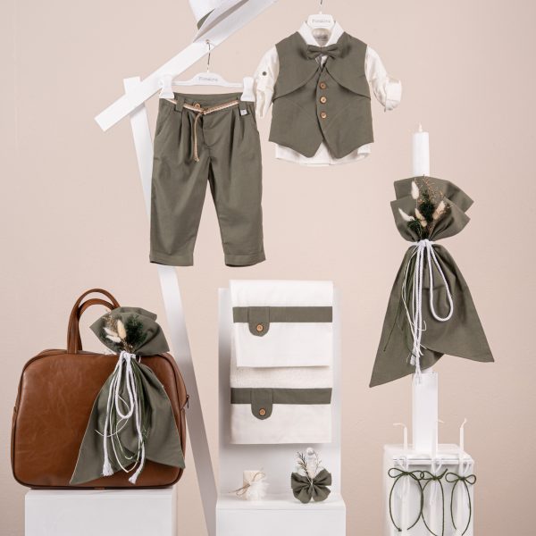 Πακέτο βάπτισης για αγόρι Piccolino Riccardo olive